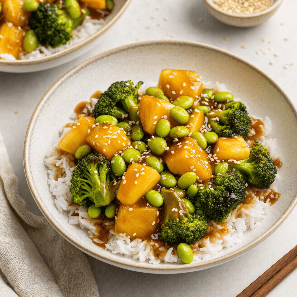 Teriyaki Edamame Pineapple Bowls
