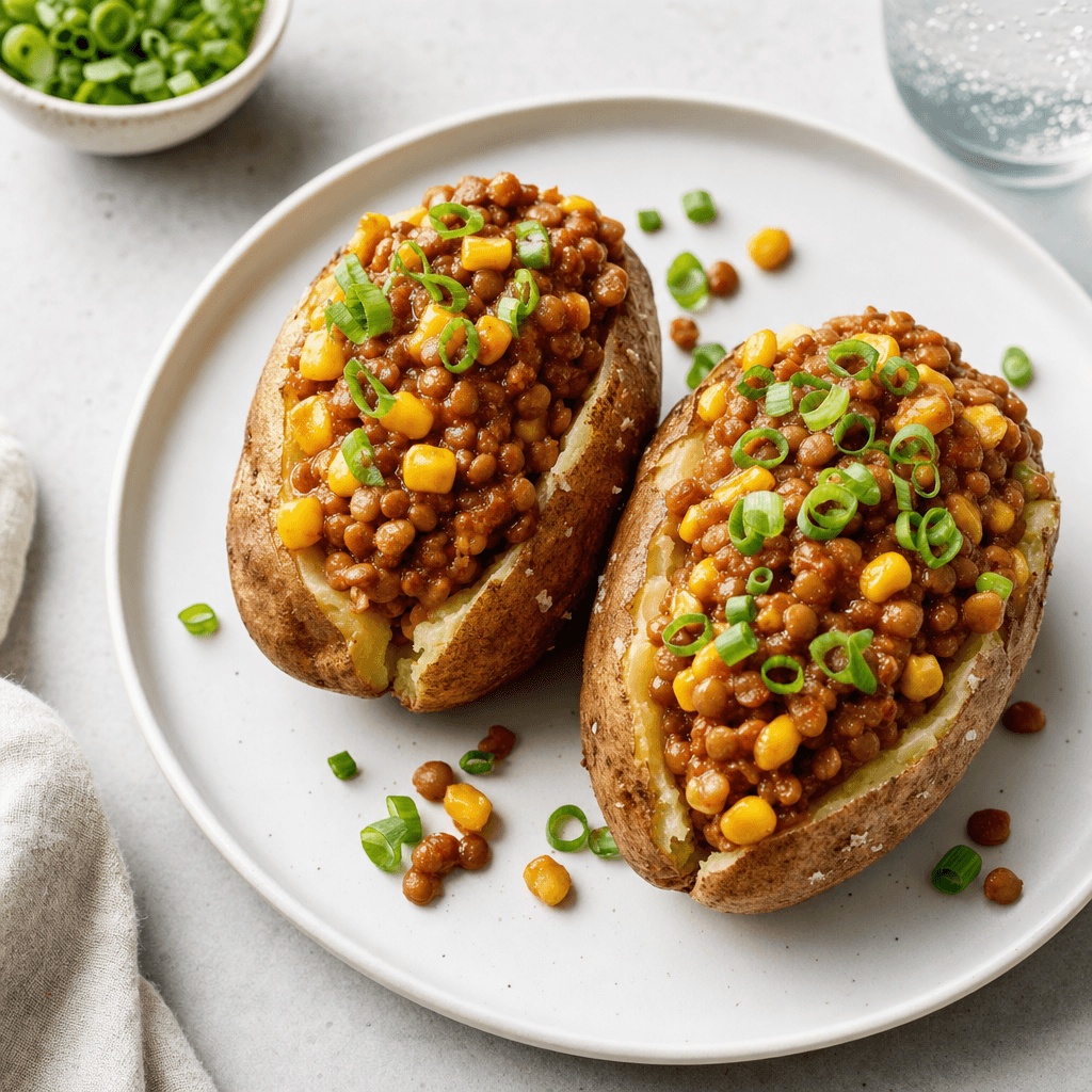 BBQ Lentil Stuffed Potatoes