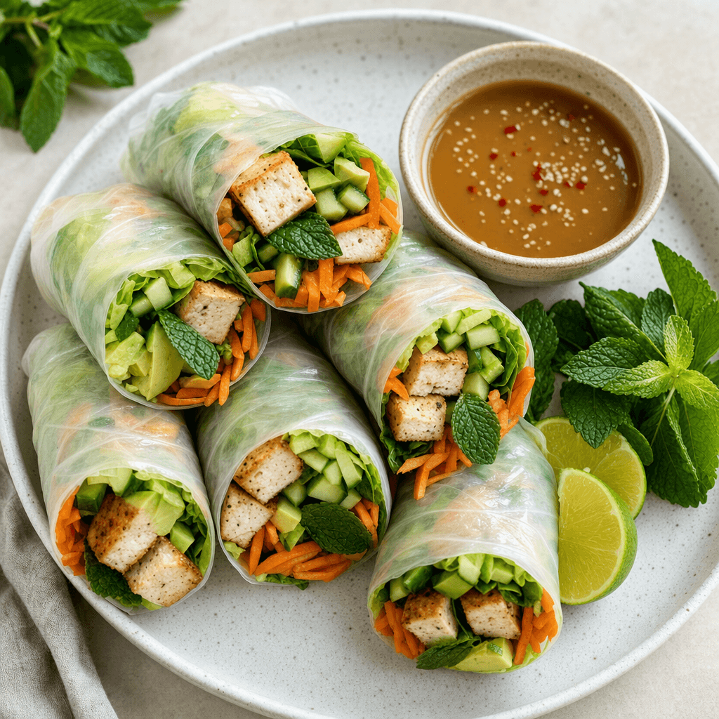 Baked Tofu Rice Paper Rolls