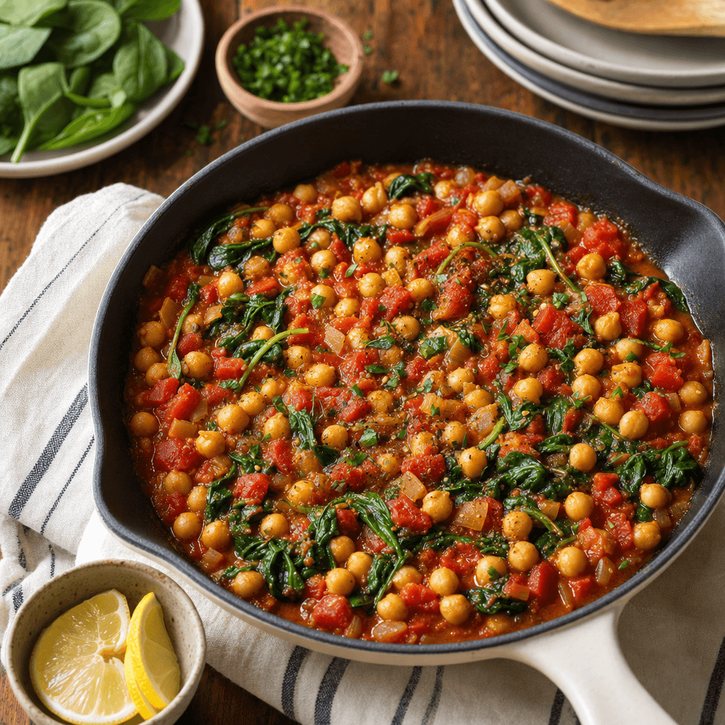 Chickpea Spinach Tomato Skillet