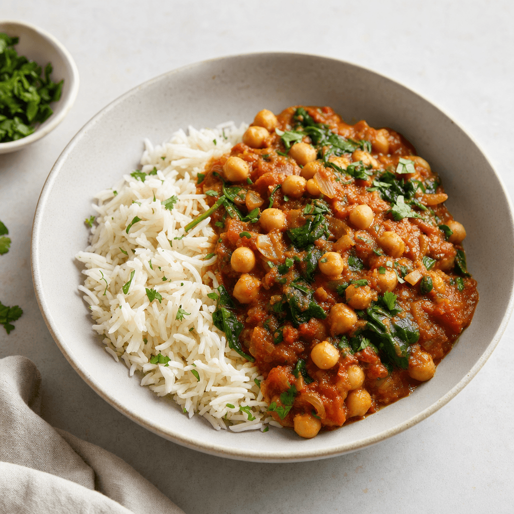 Tomato Chickpea Spinach Curry
