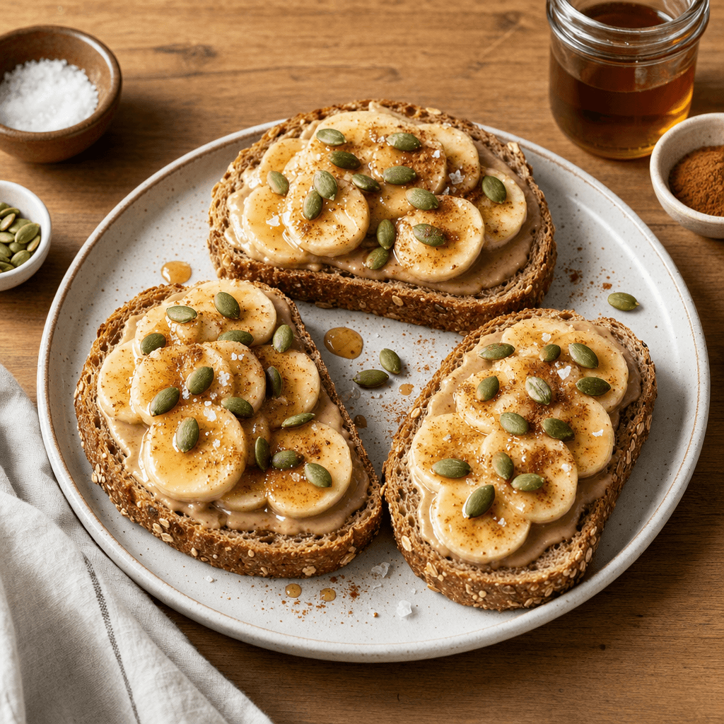 Banana Tahini Crunch Toasts