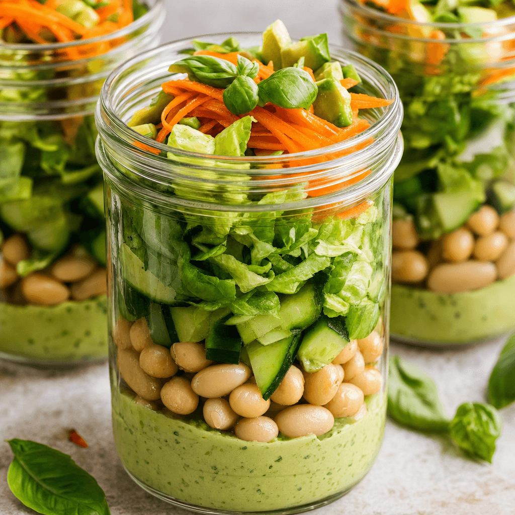 Green Goddess Bean Salad Jars