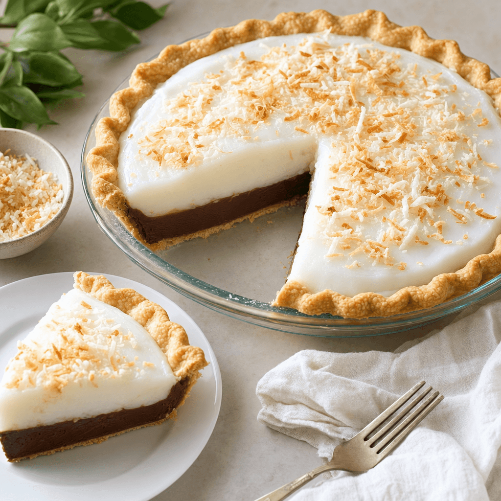 Hawaiian Chocolate Coconut Haupia Pie