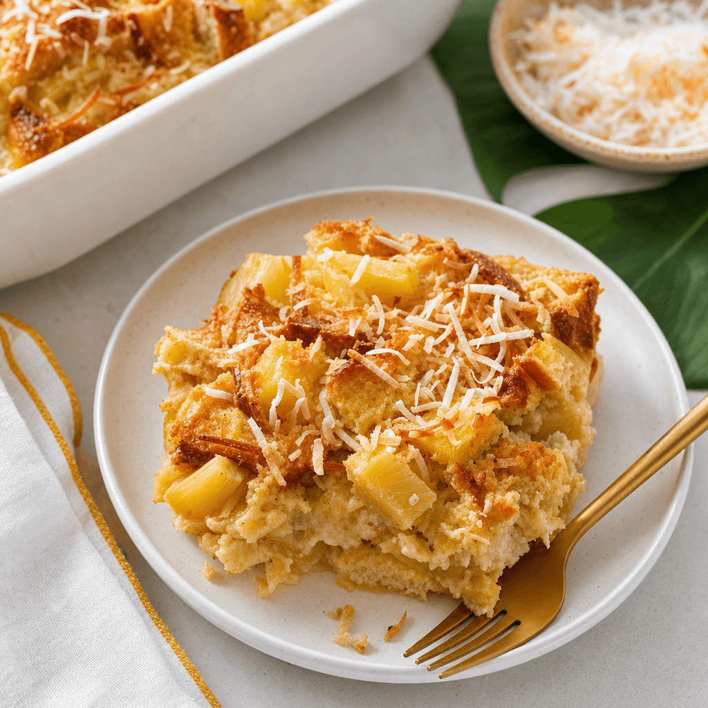 Hawaiian Pineapple Coconut Bread Pudding