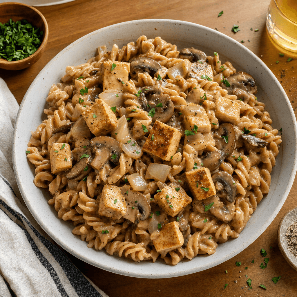 Tofu Mushroom Stroganoff Pasta