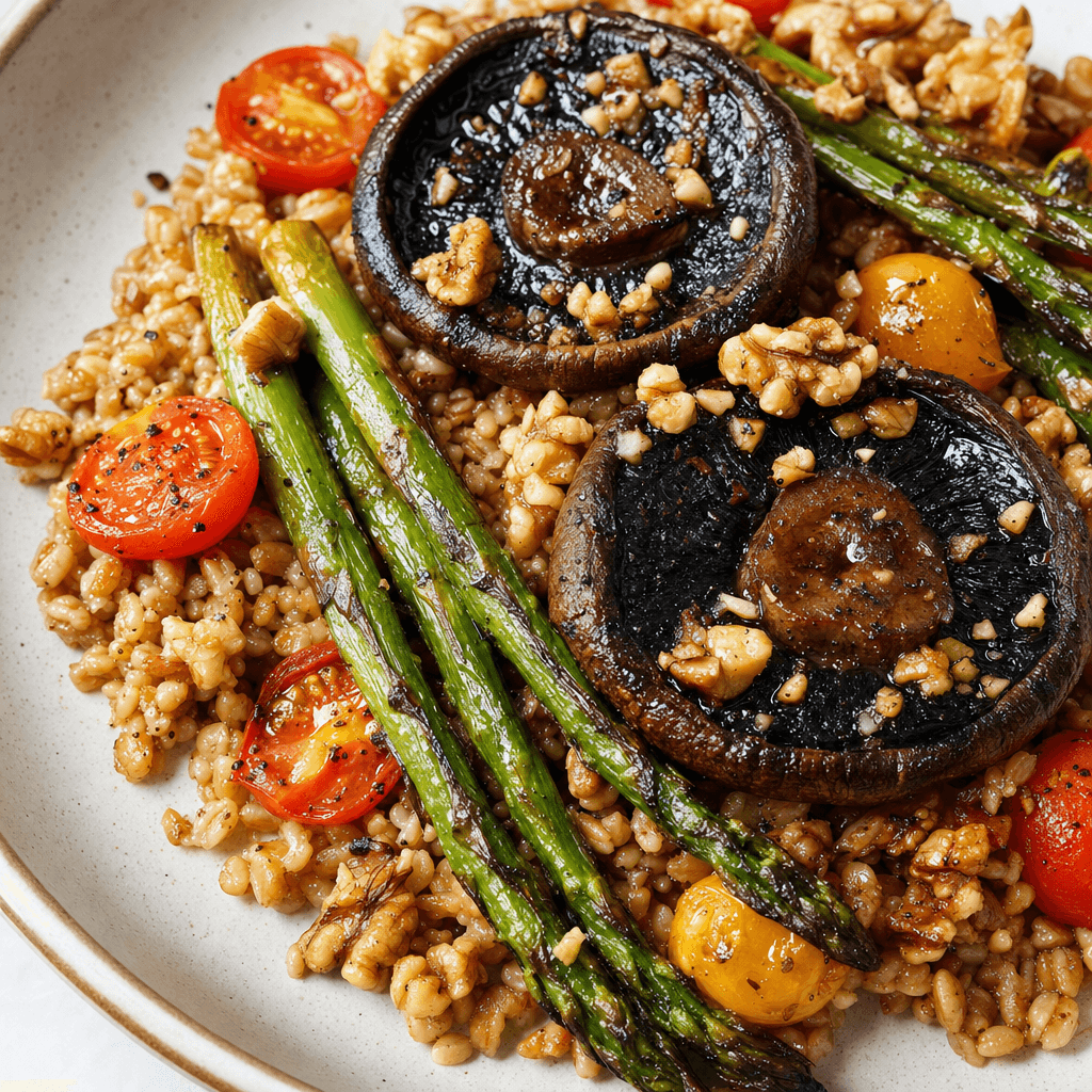 Grill-Pan Portobello Farro Plates