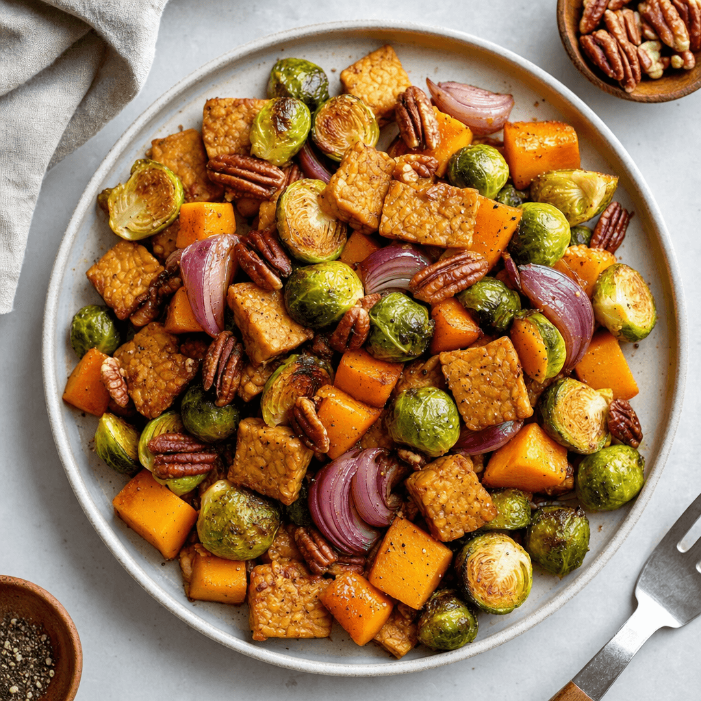Sheet-Pan Tempeh with Brussels Sprouts
