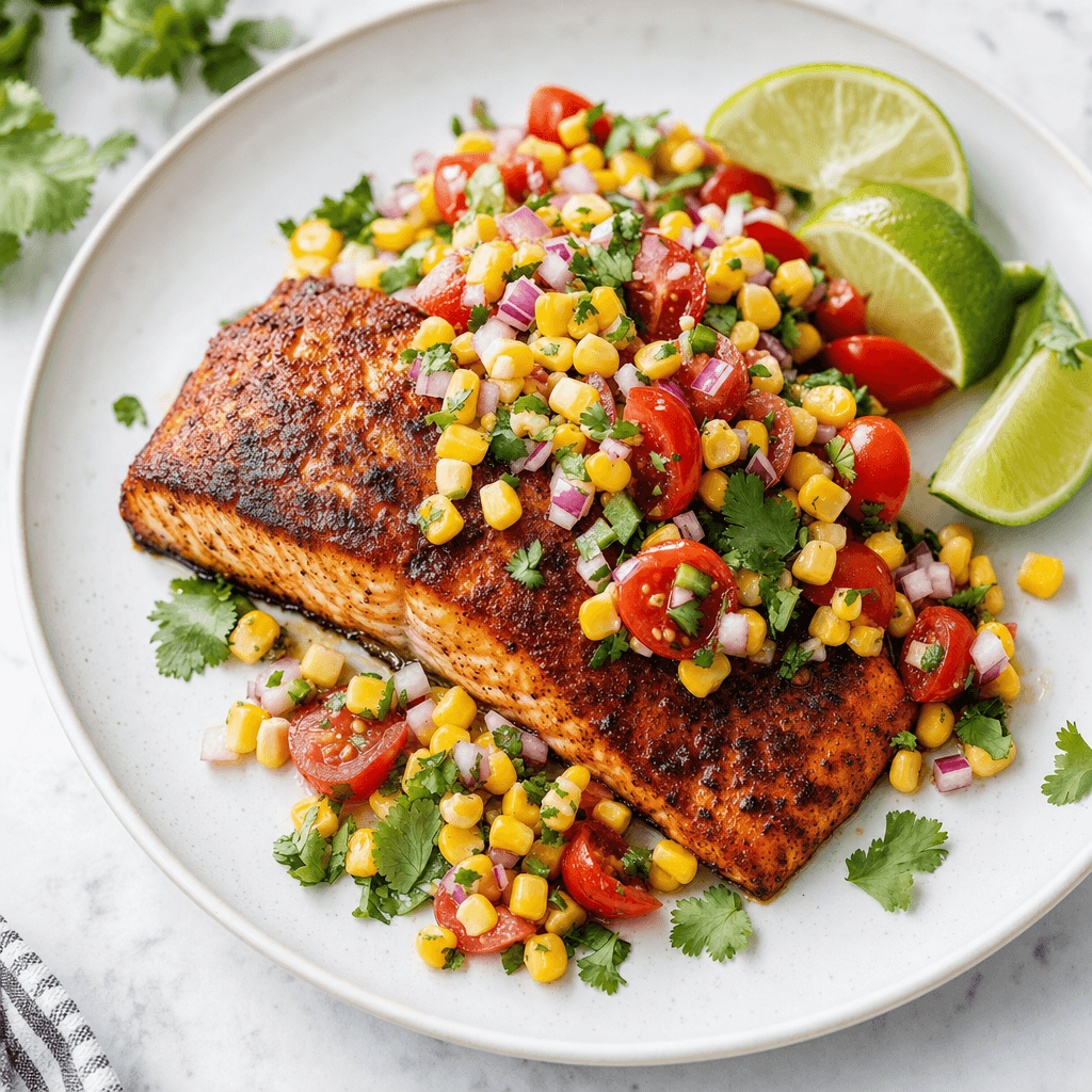 Blackened Salmon with Corn Salsa