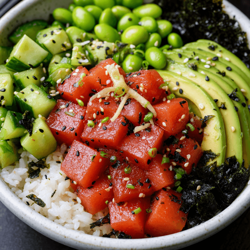 Watermelon Salmon-Style Poke Bowls