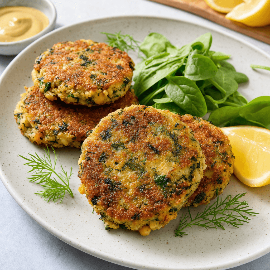 Crispy Chickpea Dill Cakes