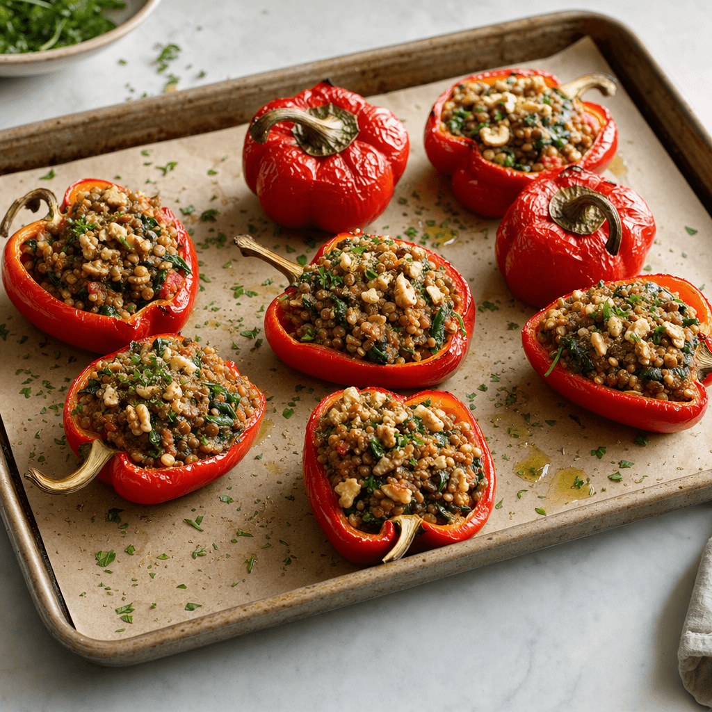 Sheet-Pan Lentil Stuffed Peppers