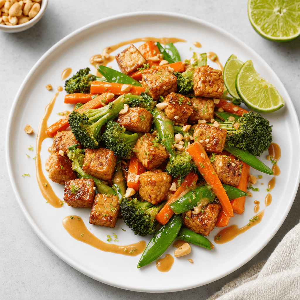 Peanut-Lime Tempeh Broccoli Pan