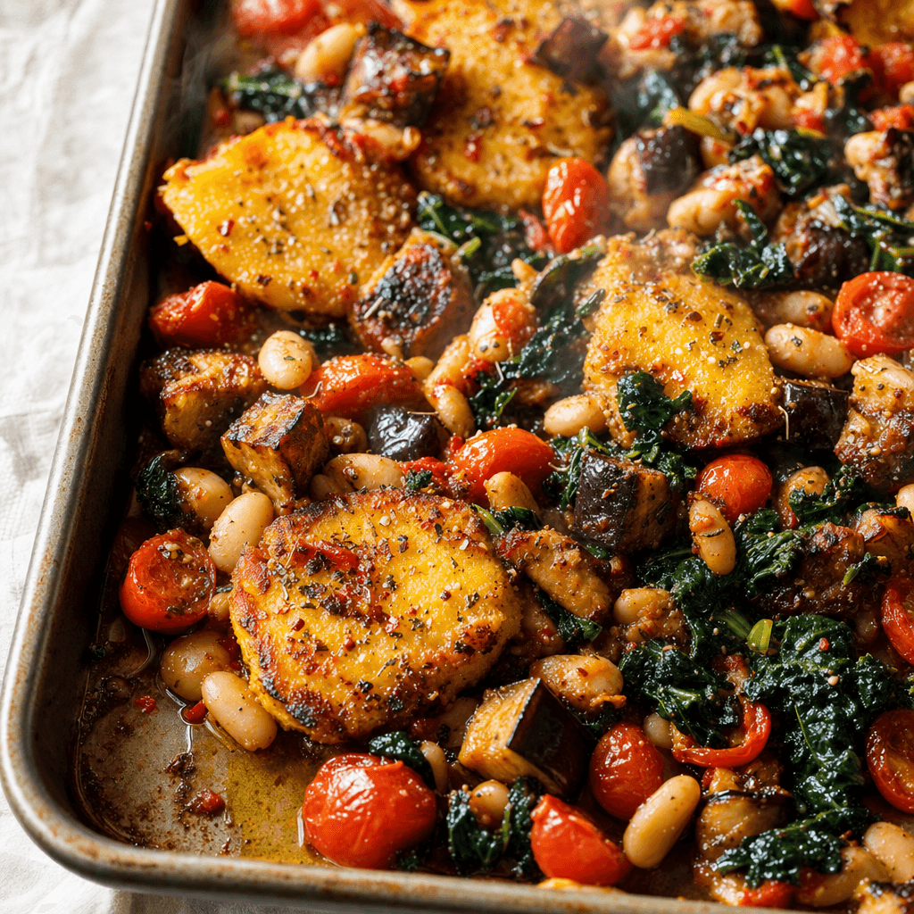 Eggplant White Bean Polenta Pan
