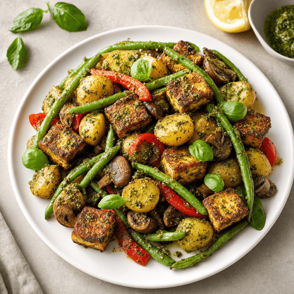 Pesto Tofu Potato Green Beans
