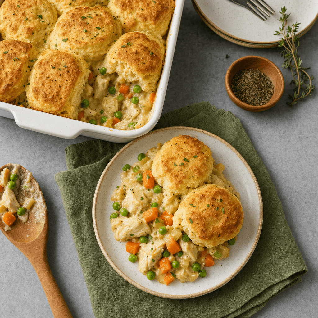 Chicken Pot Pie Biscuit Bake recipe combo