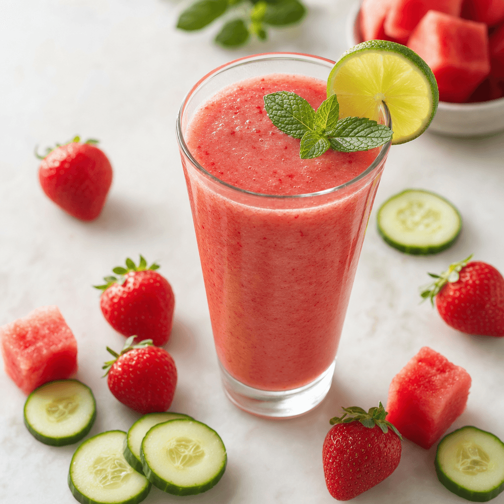 Watermelon Strawberry Cucumber Smoothie recipe combo
