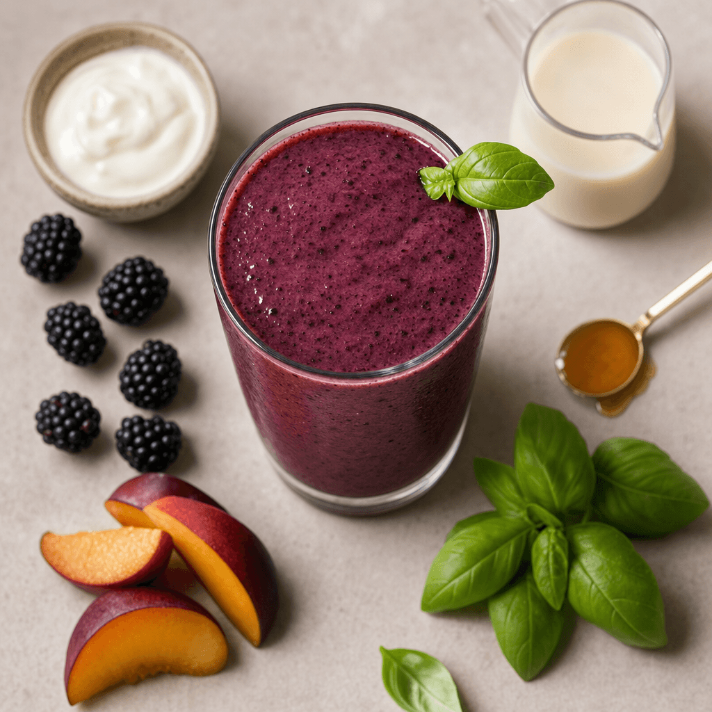 Blackberry Plum Basil Smoothie recipe combo