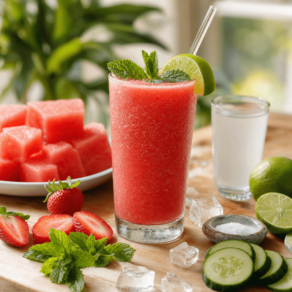 Watermelon Strawberry Mint Smoothie recipe combo