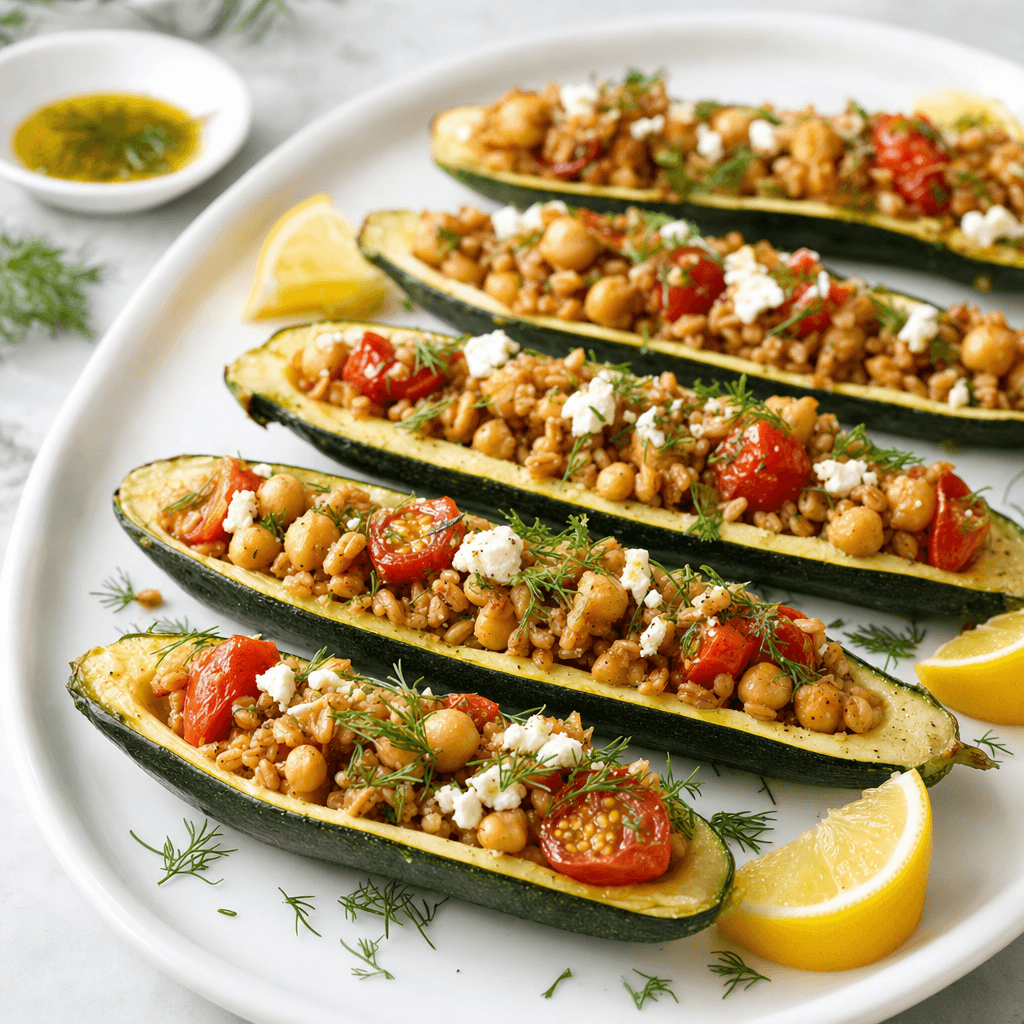 Zucchini Farro Chickpea Boats recipe combo