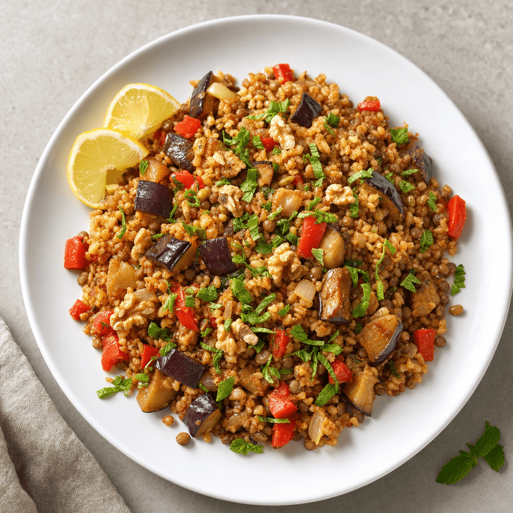 Bulgur Lentil Pilaf with Eggplant recipe combo
