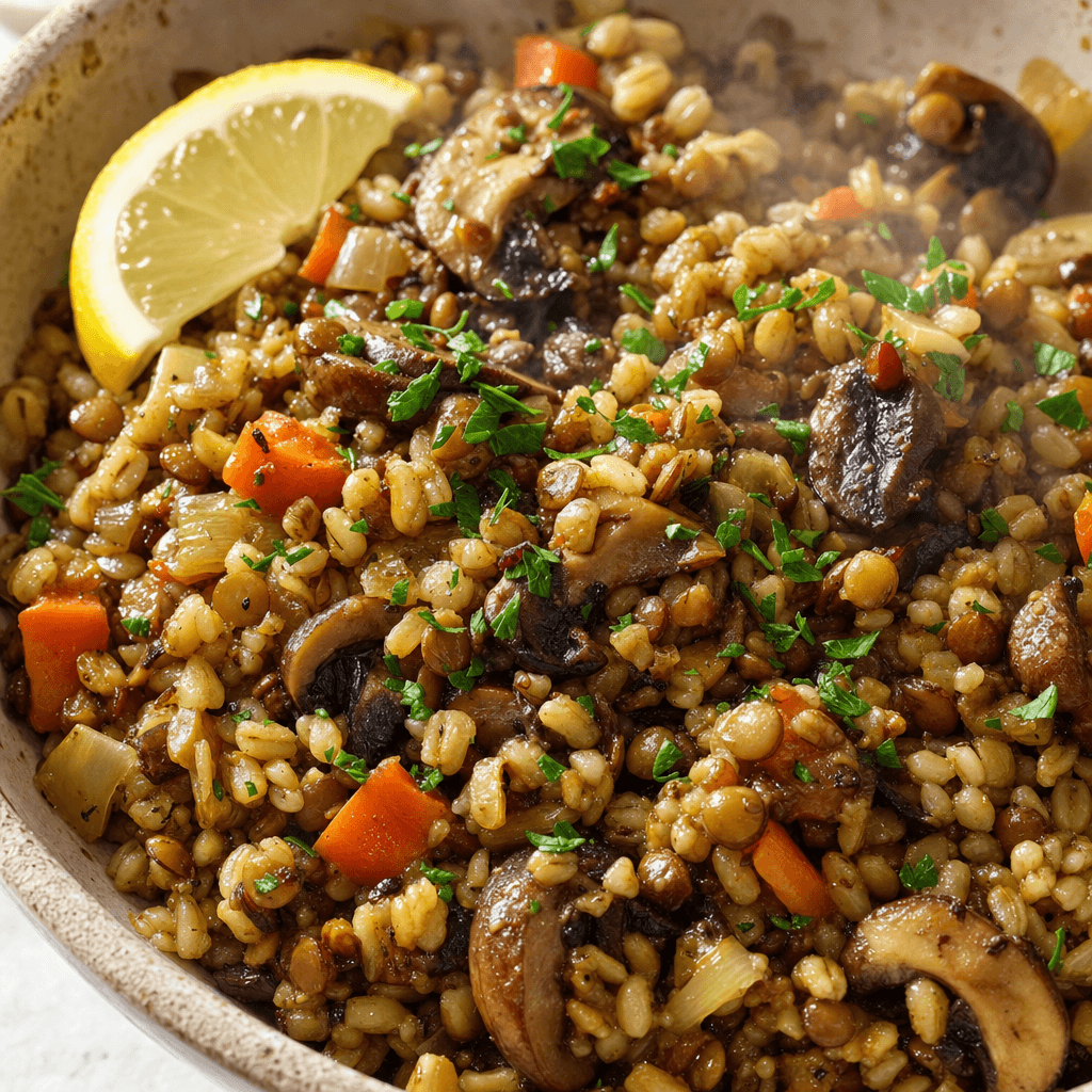 Barley Lentil Mushroom Pilaf recipe combo