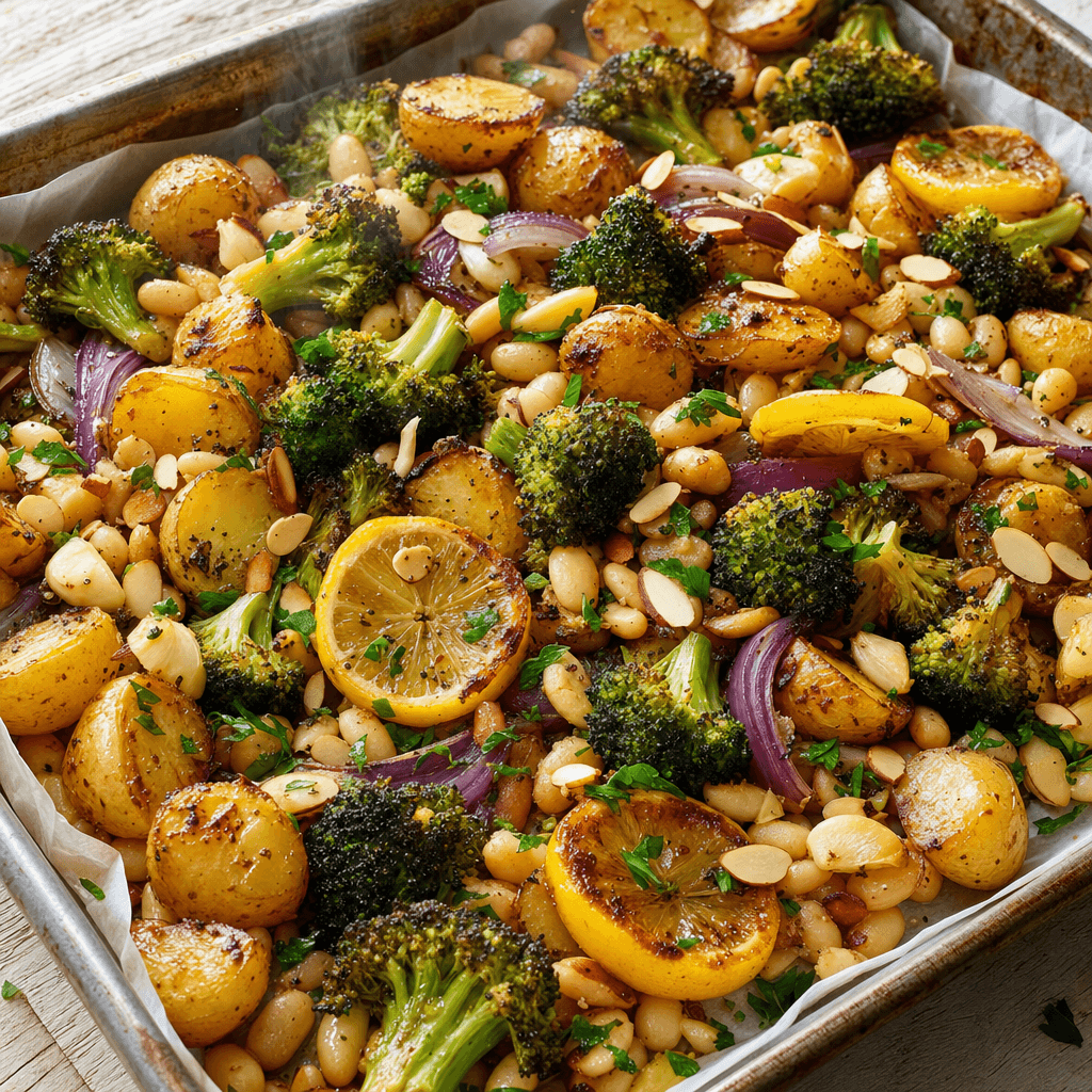 Lemon Broccoli White Bean Tray Bake recipe combo