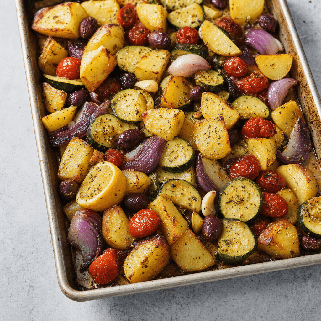 Greek Potato Zucchini Tray Bake recipe combo