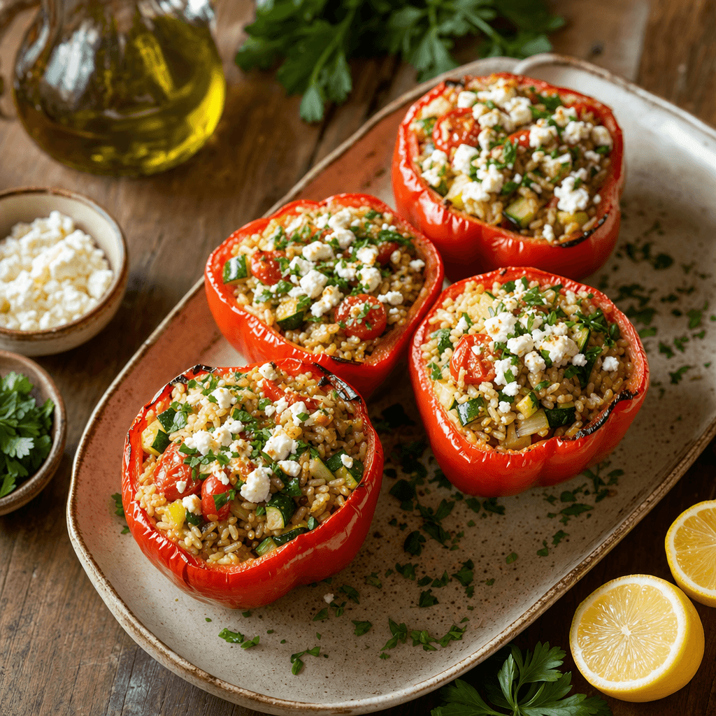 Feta Brown Rice Stuffed Peppers recipe combo