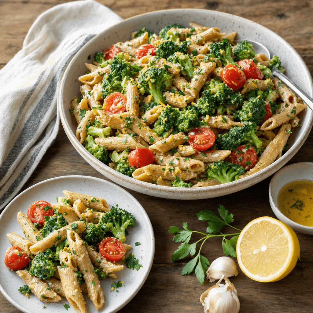Broccoli Tomato Whole Wheat Pasta with Yogurt recipe combo