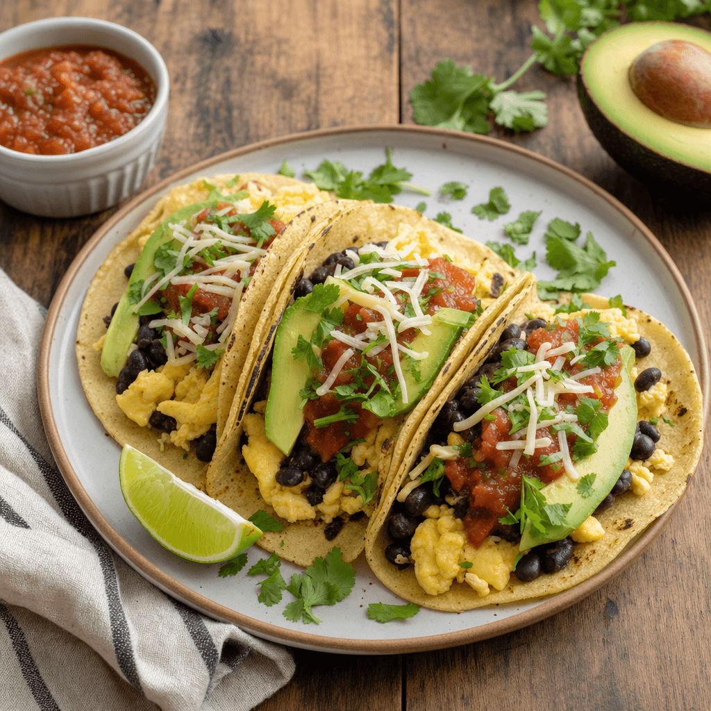 Black Bean Egg Breakfast Tacos recipe combo