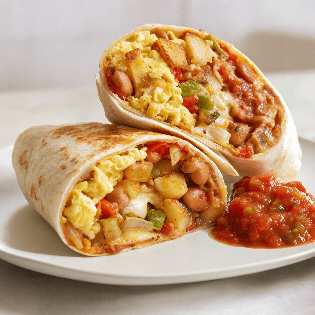 Potato Pepper Egg Breakfast Burrito recipe combo