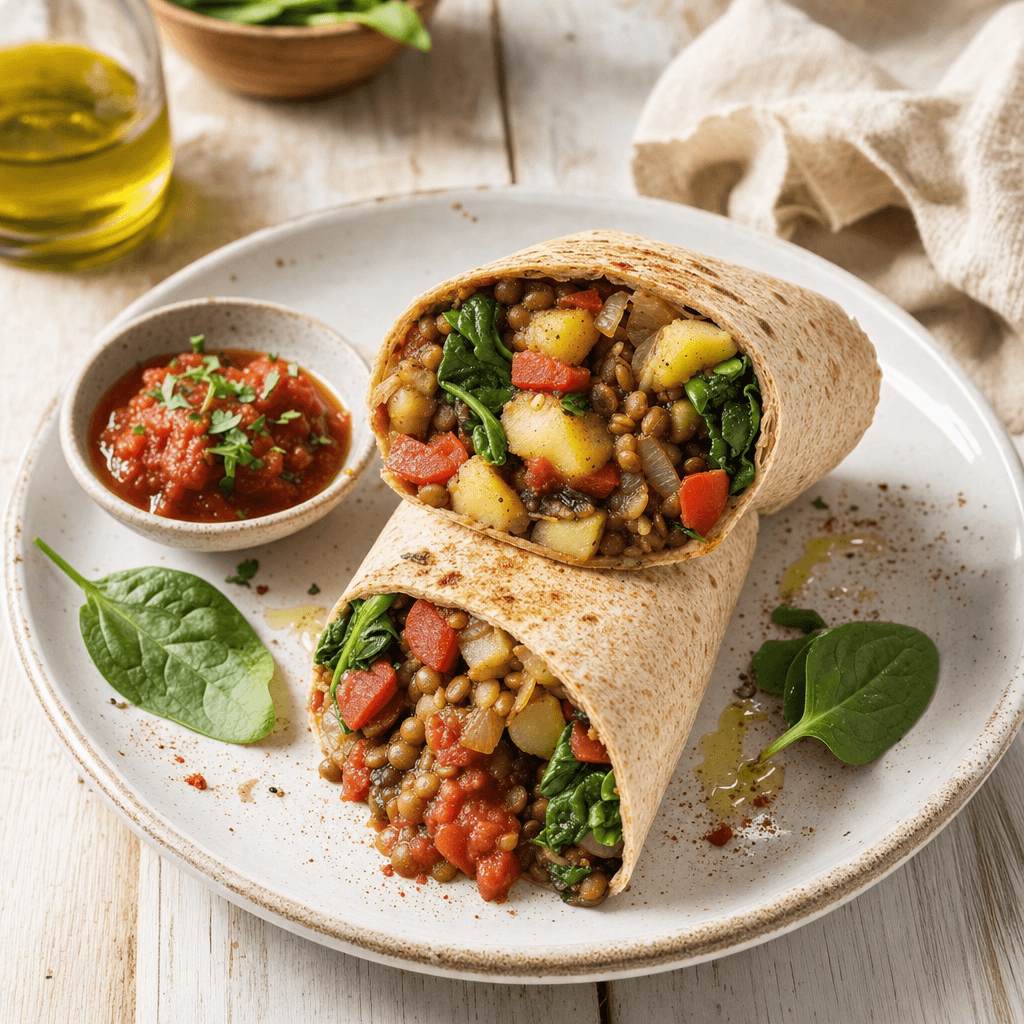Lentil Veggie Breakfast Burrito recipe combo