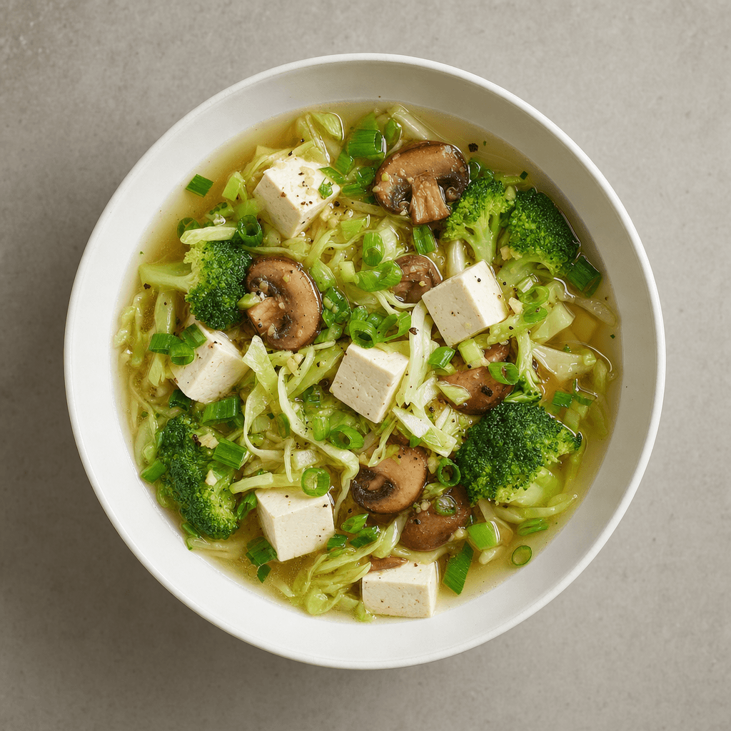 Korean-Inspired Broccoli Mushroom Tofu Soup recipe combo