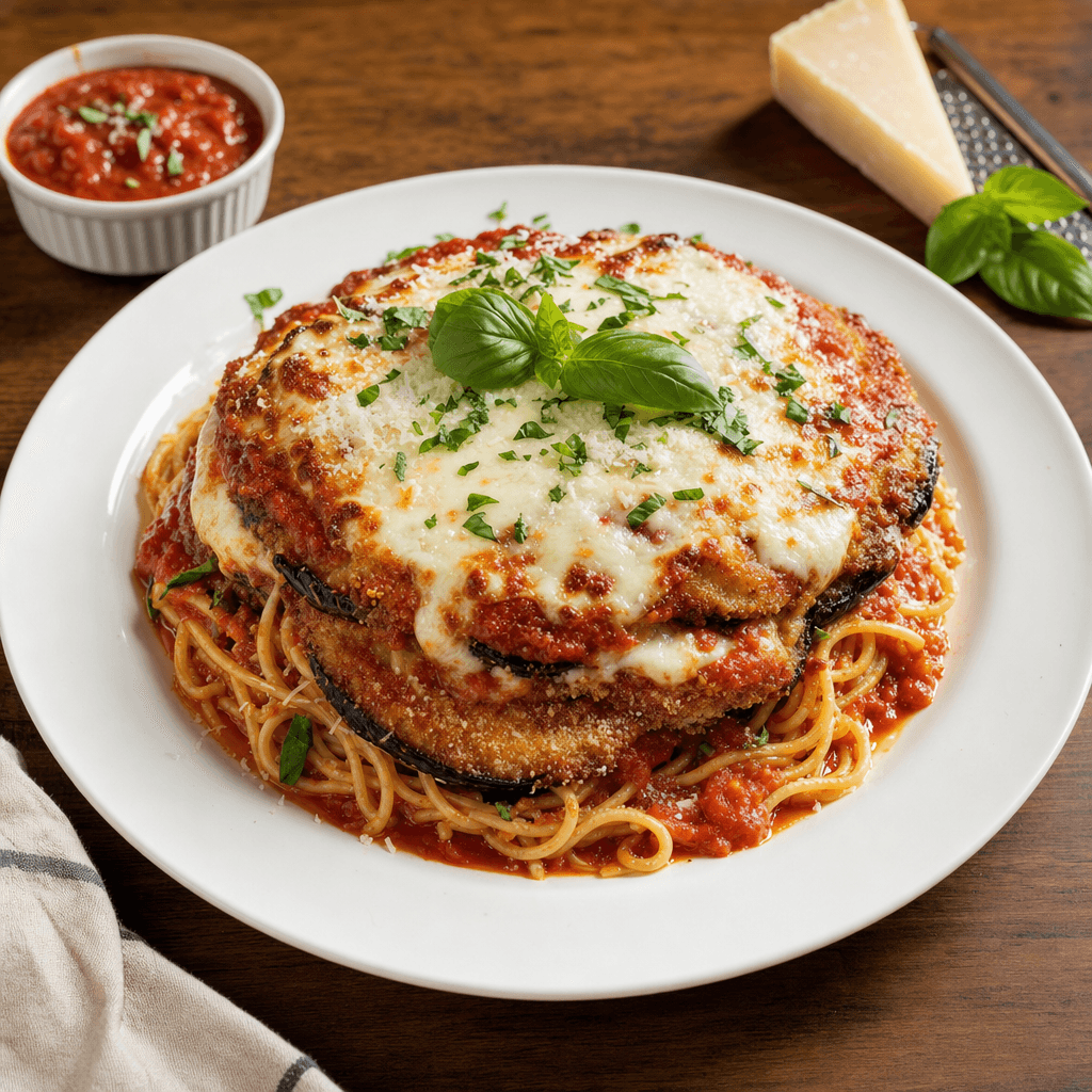 Eggplant Parmesan with Spaghetti