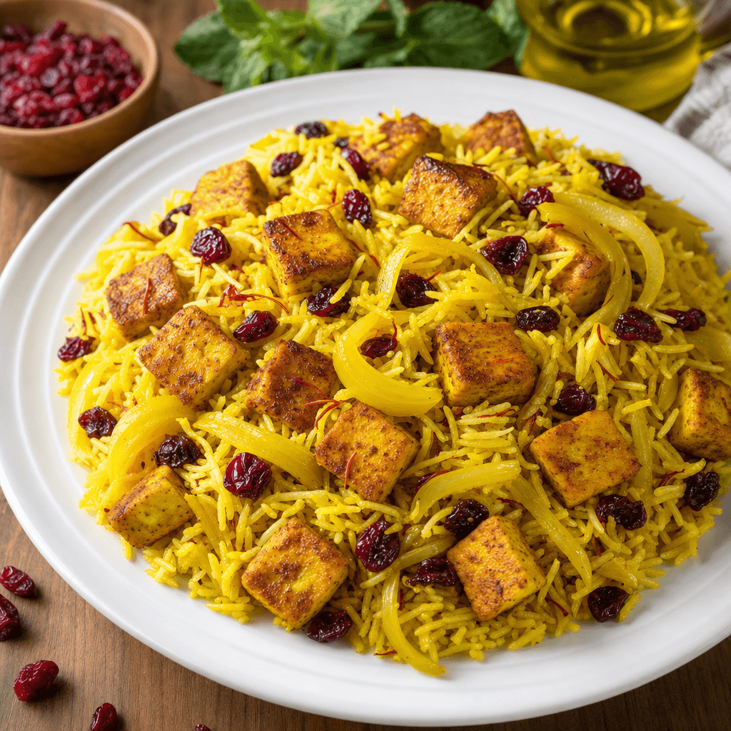 Zereshk Polo with Saffron Tofu