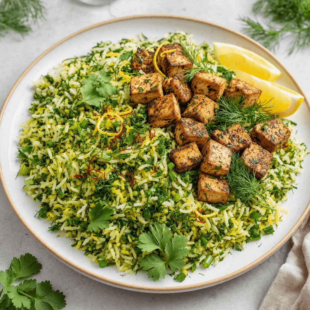 Sabzi Polo with Herbed Tofu