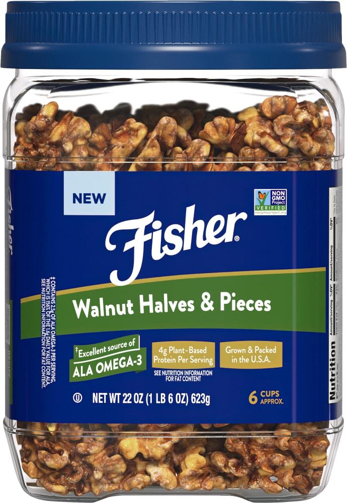 Fisher California Grown Unsalted Walnut Halves & Pieces