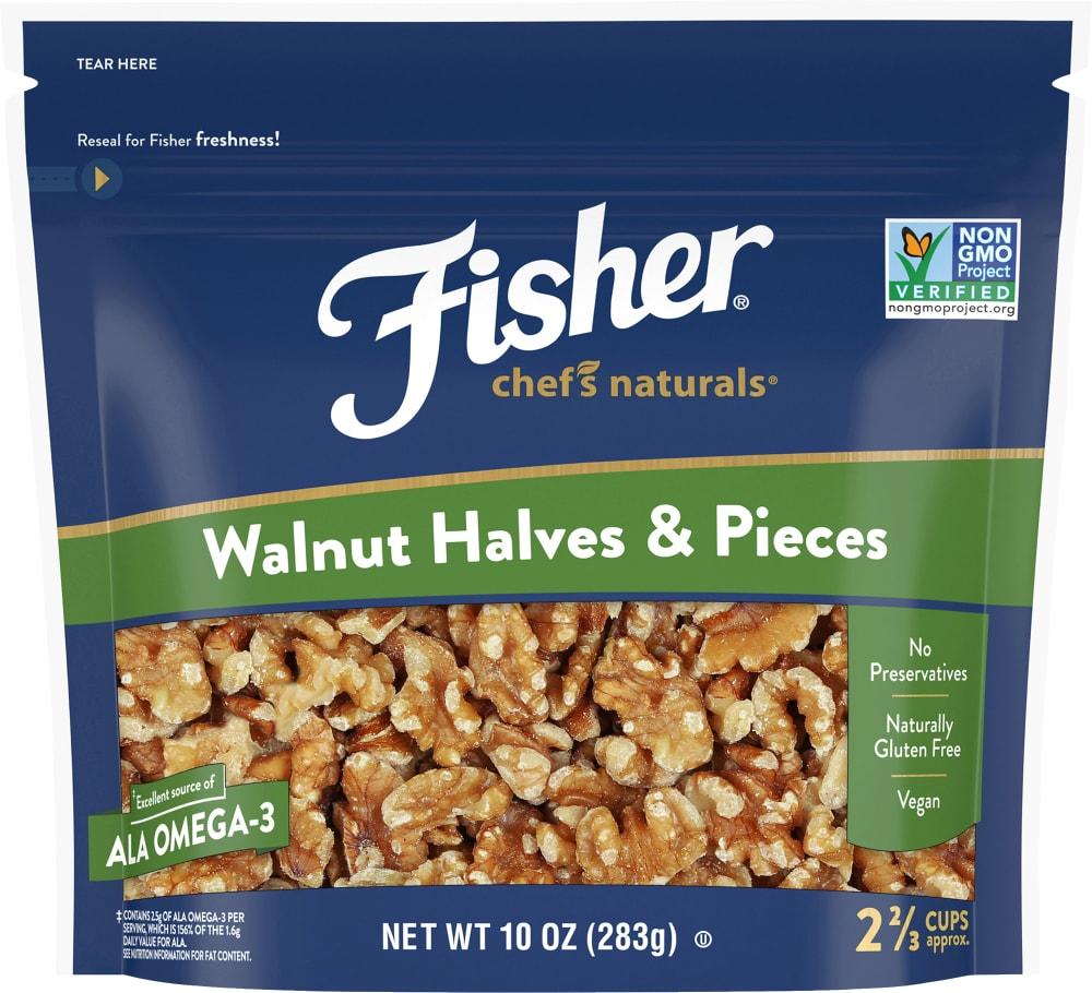 Fisher California Grown Unsalted Walnut Halves & Pieces
