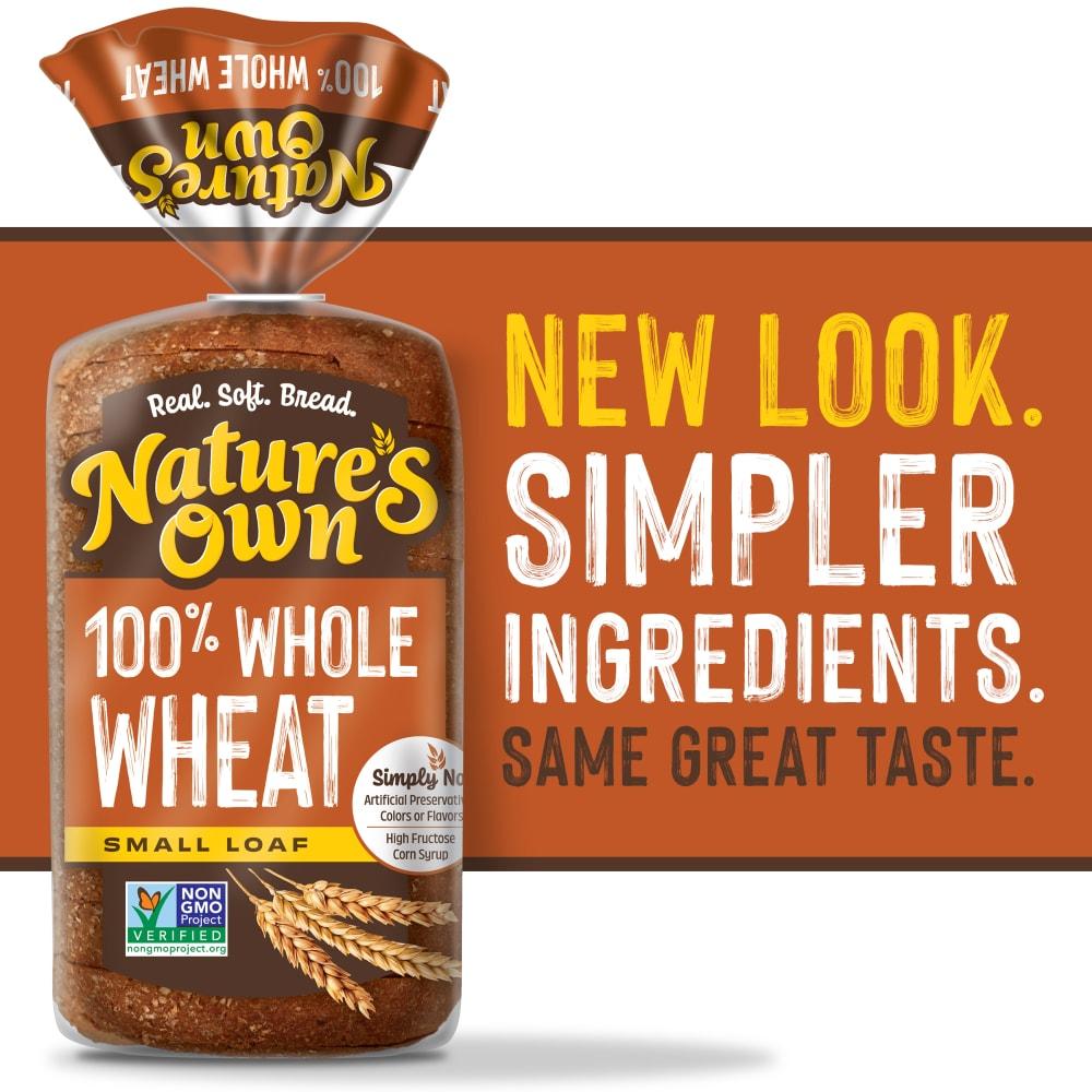Nature's Own 100% Whole Wheat, Non-GMO Small Loaf Bread, Sandwich Bread, 12 oz Loaf