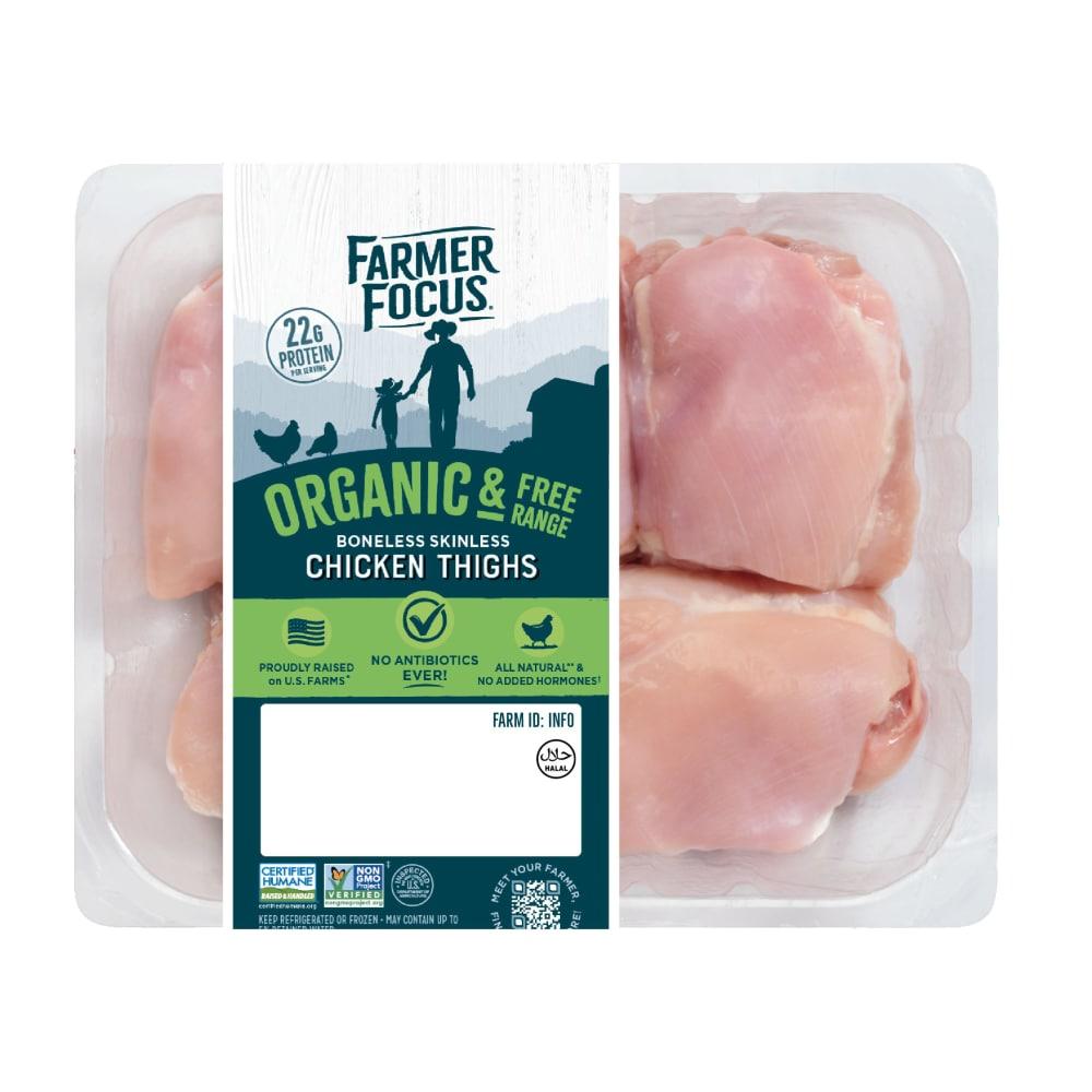 Farmer Focus Organic Boneless Skinless Chicken Thighs 1 Each