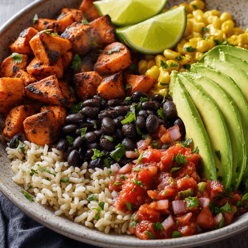 Smoky Black Bean Sweet Potato Burrito Bowls