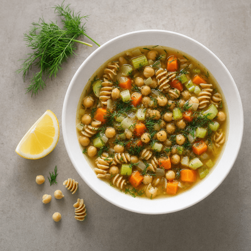 Chickpea Noodle Soup with Dill