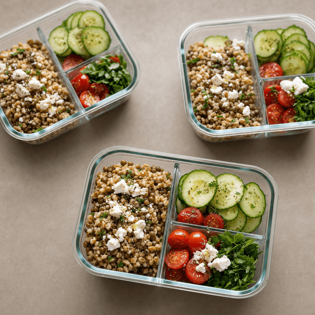 Mediterranean Farro Feta and Lentil Boxes