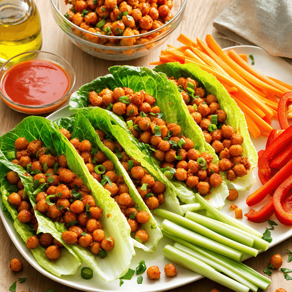 Buffalo Chickpea Lettuce Wrap Meal Prep