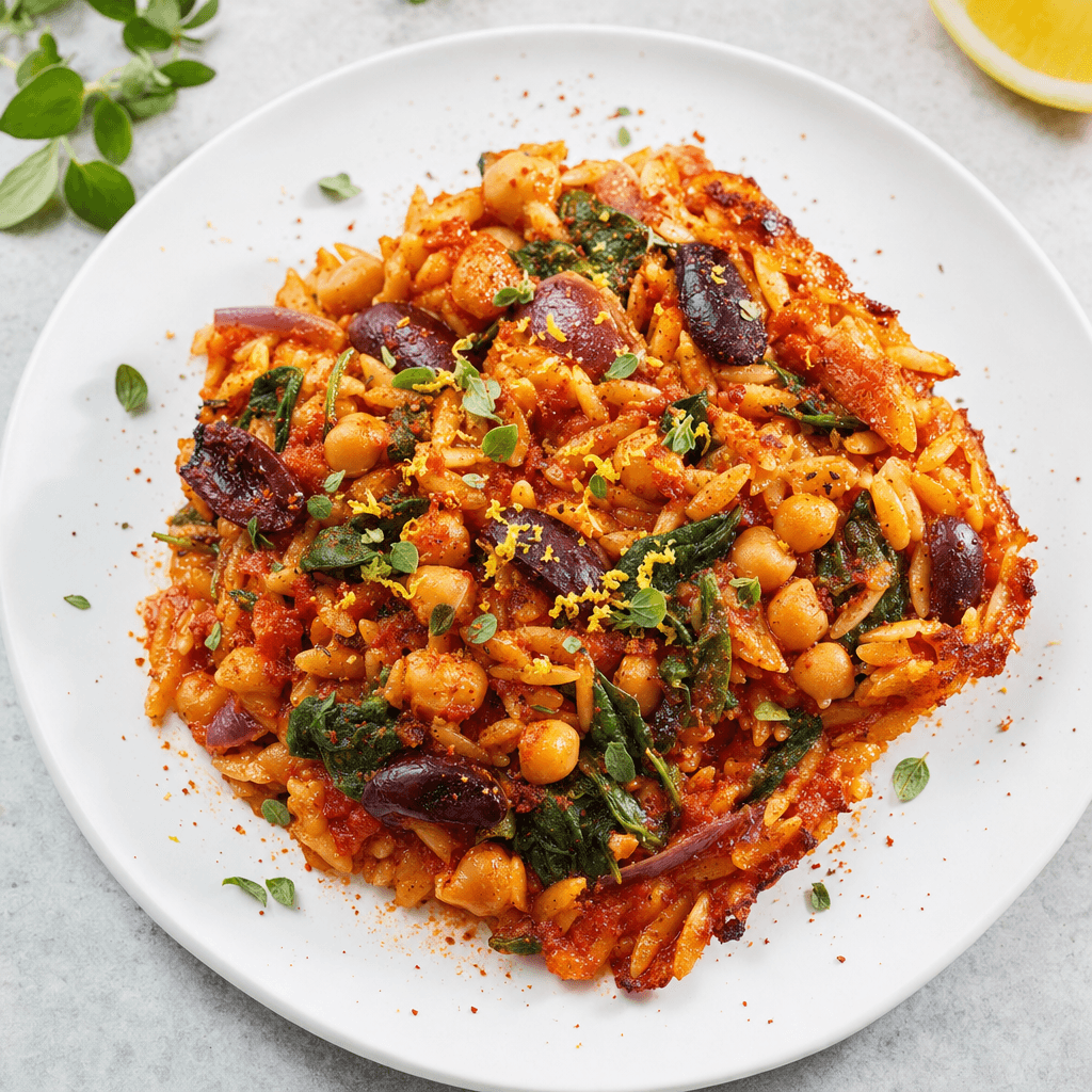 Chickpea Tomato Orzo Bake recipe combo