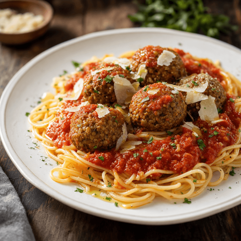 Spaghetti with Lentil Balls recipe combo