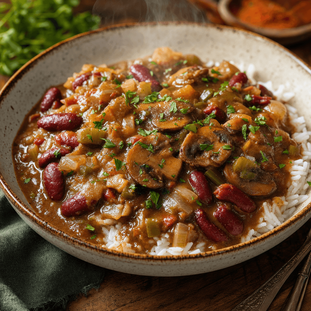 Cajun-Inspired Mushroom and Bean Gumbo