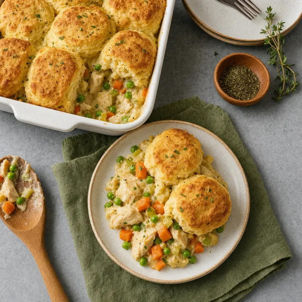 Chicken Pot Pie Biscuit Bake recipe combo