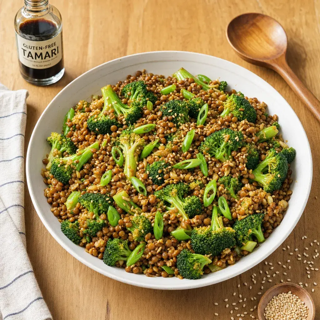 Sesame Ginger Lentil Broccoli Stir-Fry recipe combo